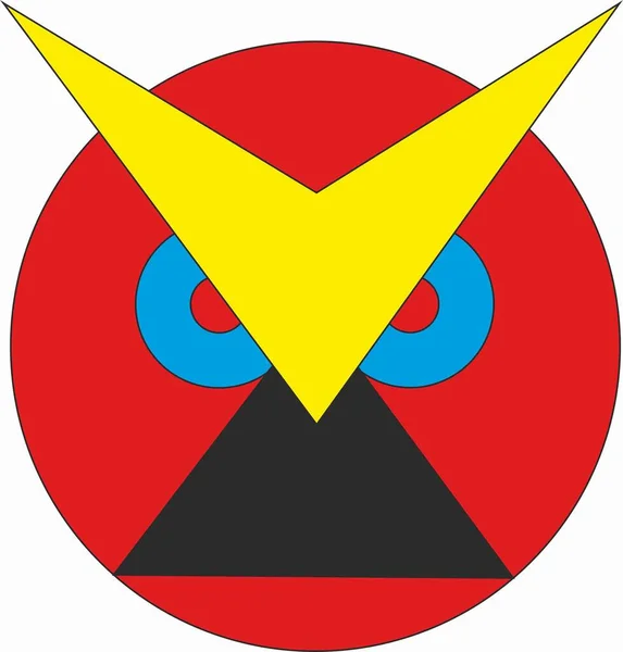 フクロウフラット多色の頭のシンボル — ストック写真