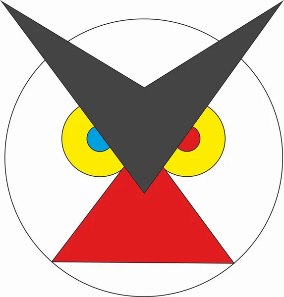Owl Flat Multicolored Head Symbol — 图库照片