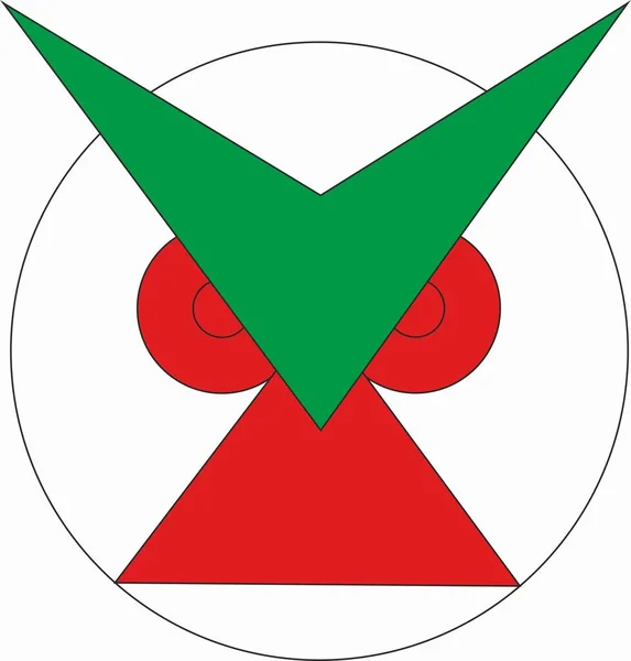 Sowa Płaska Głowa Wielobarwna Symbol — Zdjęcie stockowe