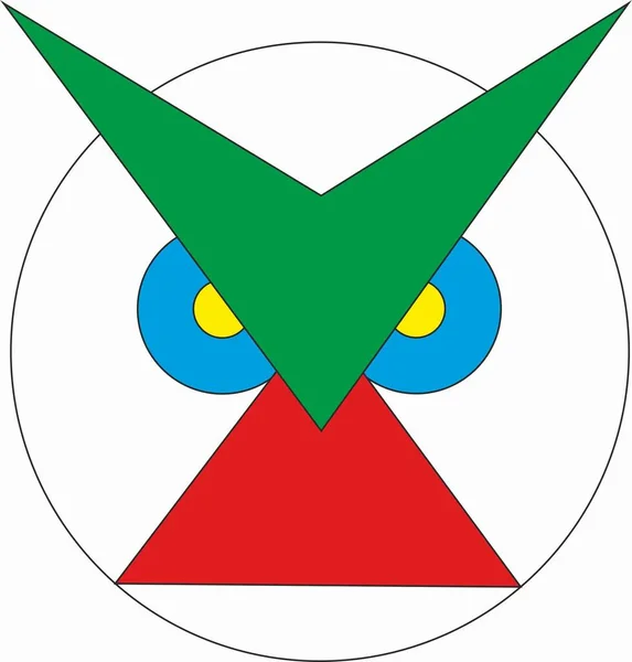 Sowa Płaska Głowa Wielobarwna Symbol — Zdjęcie stockowe