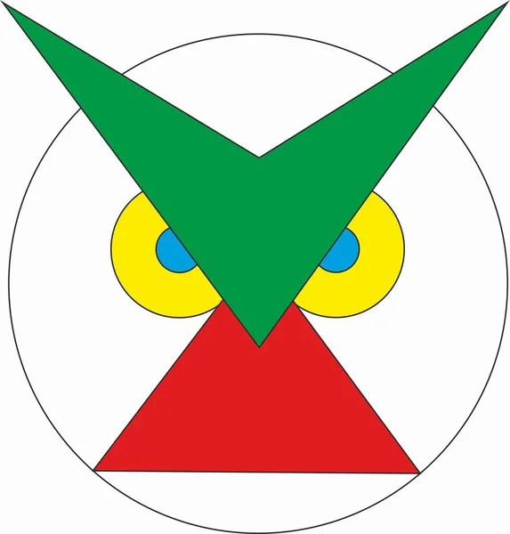 Sowa Płaska Głowa Wielobarwna Symbol — Zdjęcie stockowe