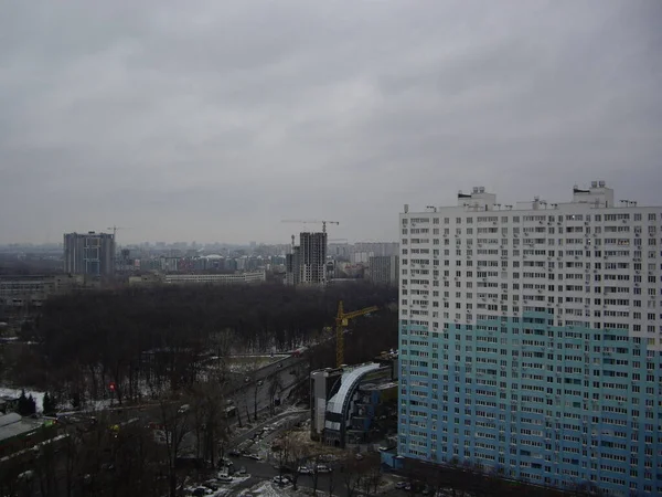 Kiev Ukraine Januari 2022 Stad Vanaf Hoogte Van Hoogbouw — Stockfoto