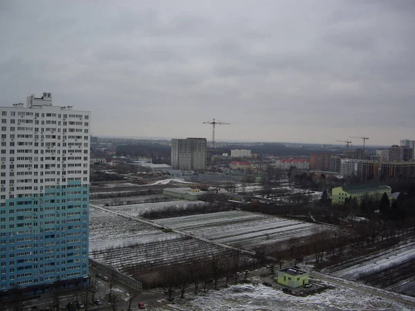 Kiev Ukraine Ιανουαριου 2022 Πόλη Από Ύψος Των Πολυόροφων Κτιρίων — Φωτογραφία Αρχείου