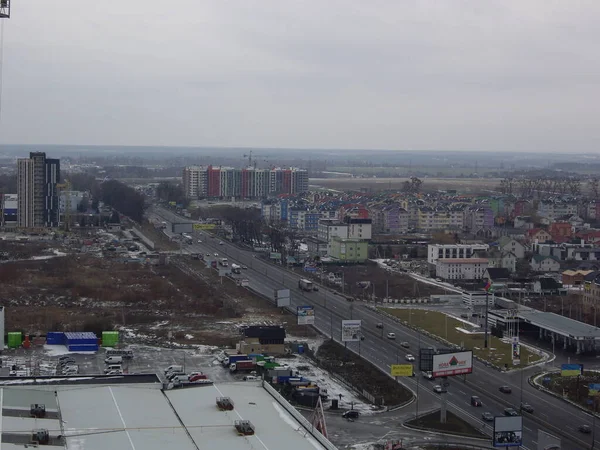 Kiev Ukraine 2022年1月18日 高層ビルの高さから都市 — ストック写真