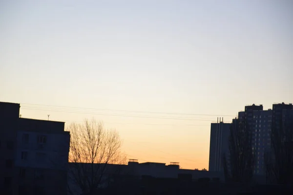 Residencial Novos Edifícios Amanhecer Uma Cidade — Fotografia de Stock