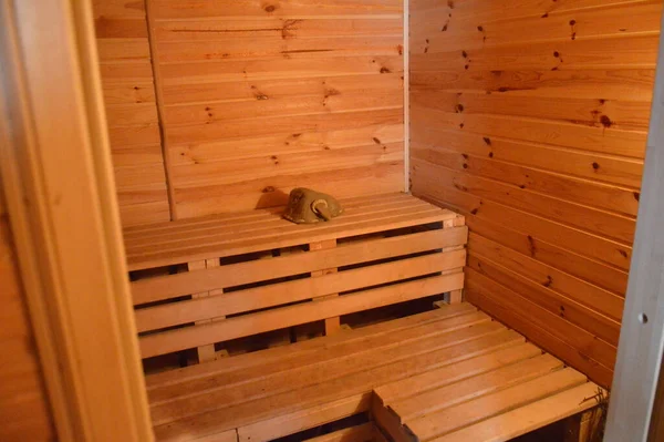 Interior Sauna Banho Para Uma Lavagem Procedimentos Tomada — Fotografia de Stock