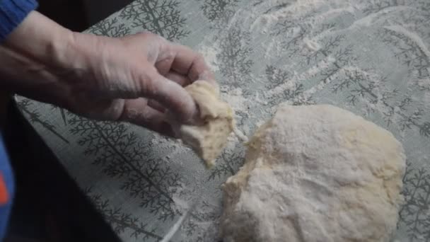 Woman Sculpting Bread Cakes Flour — Stock Video