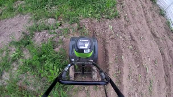 Work Manual Cultivator Plowing Land Village — Video