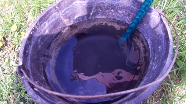 Water Pouring Well Plastic Buckets — Vídeo de stock