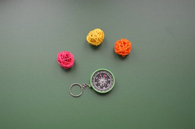 Bir nesnenin arka planında seyahat için el pusulası