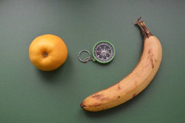 Bir nesnenin arka planında seyahat için el pusulası