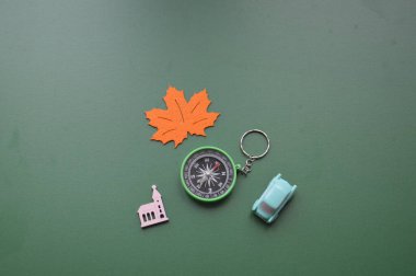 Bir nesnenin arka planında seyahat için el pusulası