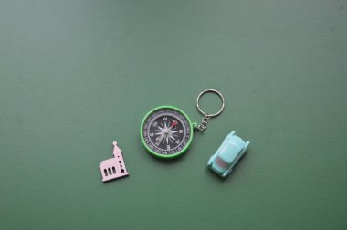 Bir nesnenin arka planında seyahat için el pusulası