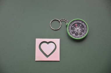 Bir nesnenin arka planında seyahat için el pusulası