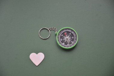 Bir nesnenin arka planında seyahat için el pusulası