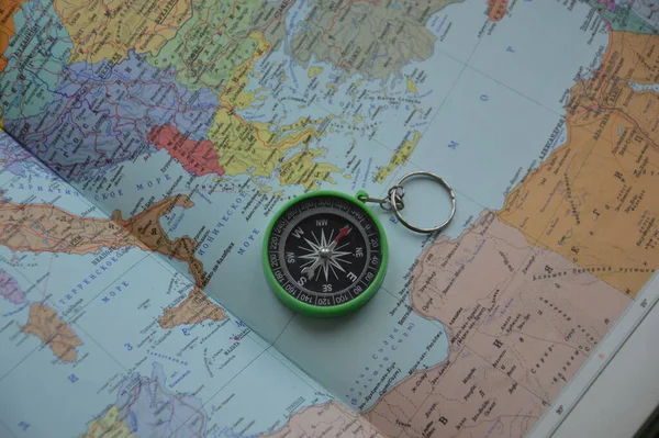 Hand Compass Travel Background Objects — Φωτογραφία Αρχείου