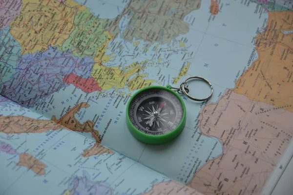 Hand Compass Travel Background Objects — Φωτογραφία Αρχείου