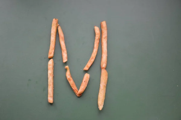 Letters English Alphabet Laid Out French Fries — Stok Foto