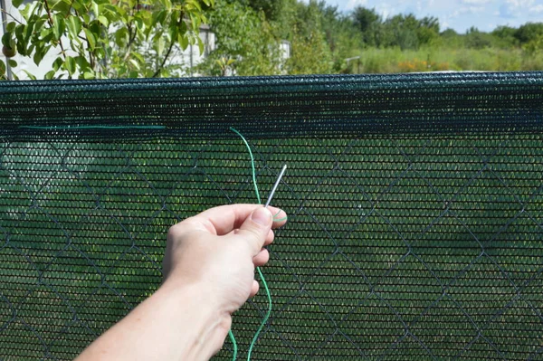 Installation Shading Net Chain Link Fence — ストック写真