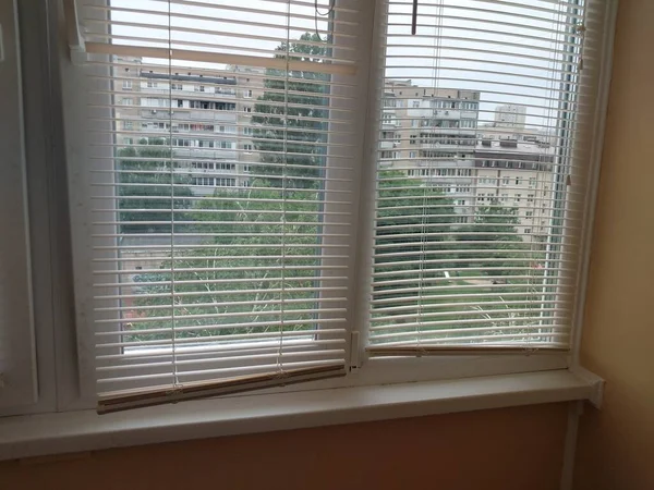 Installed Metal Plastic Windows Balcony Residential Building — Stock Photo, Image