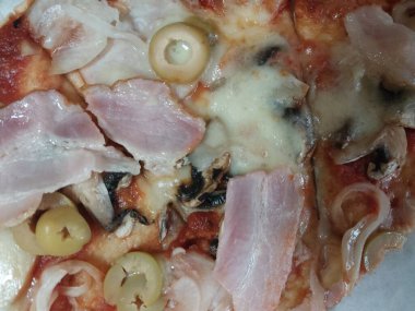 Pieces of pizza with cheese and the crust