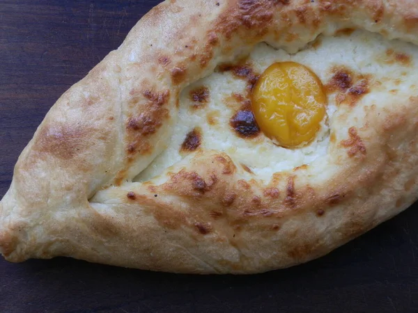 Georgian Khachapuri Bun Cheese Egg — Fotografie, imagine de stoc