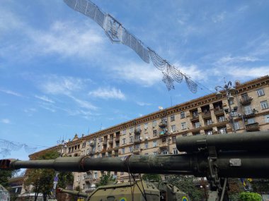 KIEV, UKRAINE - AUGUST 23, 2022: Heavy military equipment destroyed in the battle