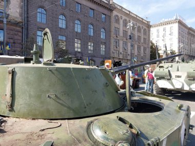 KIEV, UKRAINE - AUGUST 23, 2022: Heavy military equipment destroyed in the battle