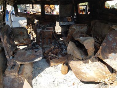 KIEV, UKRAINE - AUGUST 23, 2022: Heavy military equipment destroyed in the battle