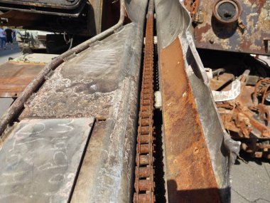 KIEV, UKRAINE - AUGUST 23, 2022: Heavy military equipment destroyed in the battle