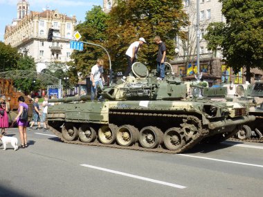 KIEV, UKRAINE - AUGUST 23, 2022: Heavy military equipment destroyed in the battle