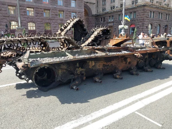 Kiev Ukraine August 2022 Heavy Military Equipment Destroyed Battle — Foto de Stock