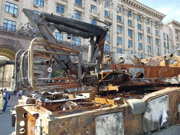 Kiev Ukraine August 2022 Heavy Military Equipment Destroyed Battle — Photo