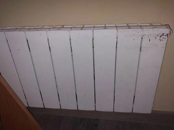 Installed Metal Heating Radiators Living Room Apartment —  Fotos de Stock