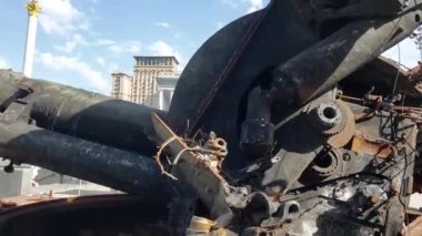KIEV, UKRAINE - AUGUST 23, 2022: Heavy military equipment destroyed in battle 