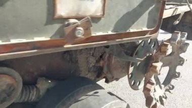 KIEV, UKRAINE - AUGUST 23, 2022: Heavy military equipment destroyed in battle 