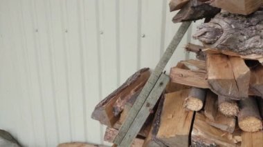 Fresh firewood chopped from large