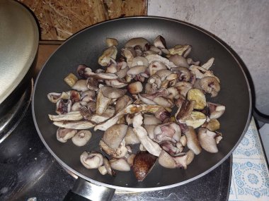Tavada kızartılmış orman mantarları boletus