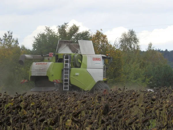 Kyiv Oblast Ukraine October 2022 Combine Chourester Mows Chourges — стокове фото