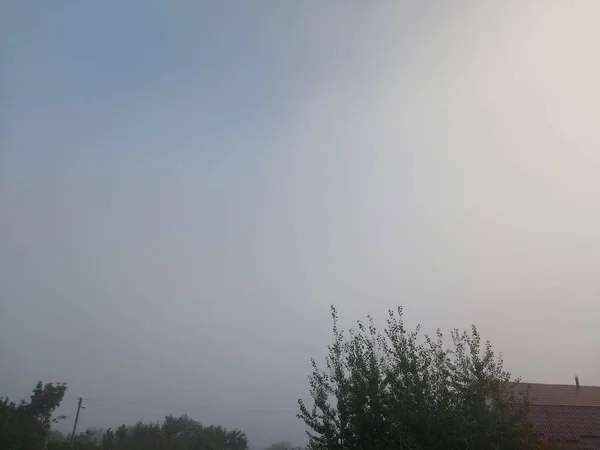 Niebla Mañana Otoño Pueblo — Foto de Stock