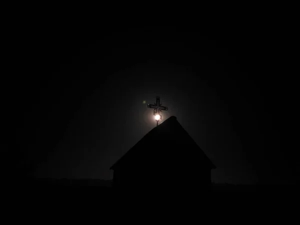 Orthodox Church Night Full Moon — Stock Photo, Image