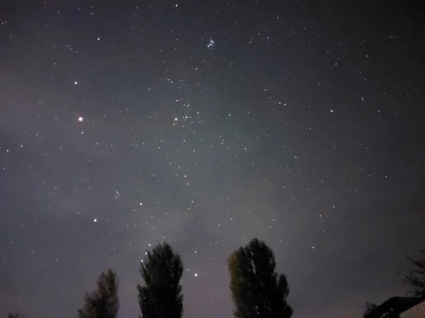 Heller Sternenhimmel Einem Dorf — Stockfoto