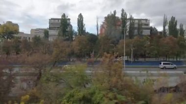 KIEV, UKRAINE ECTOBER - 20, 2022: Sonbahar panoraması