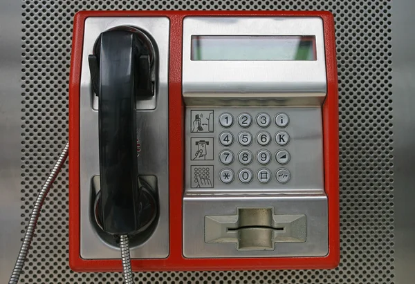 The public pay phone close up, phone and headset — Stock Photo, Image