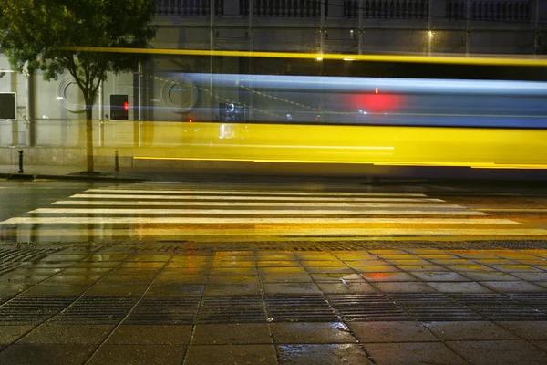 Long exposure traffic on road and pedestrian crossing — Stock Photo, Image