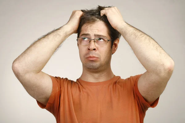 Portrait of a frustrated man in depression — Stock Photo, Image