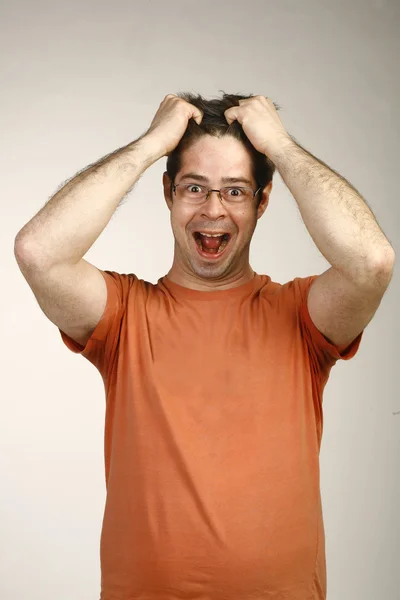 Portrait of a frustrated man with the glasses — Stock Photo, Image