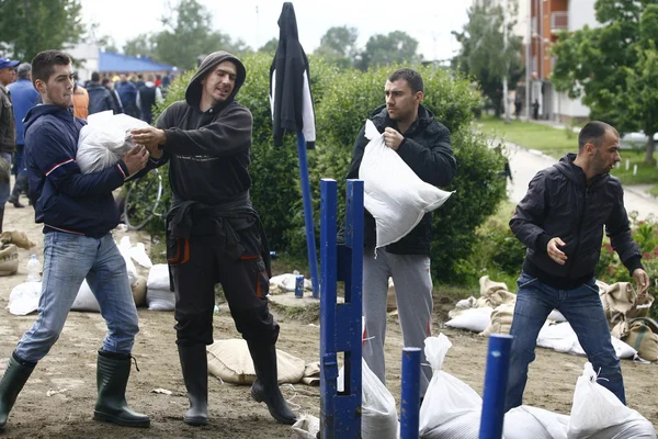 Ergste overstromingen op record over de Balkan in Servië — Stockfoto