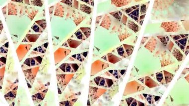 Geometrik holografik soyutlama. Renkli kesişen çizgiler süslü desenler örer.
