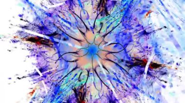 Geometrik holografik soyutlama. Renkli kesişen çizgiler süslü desenler örer.